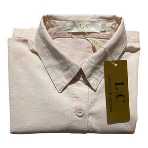 Lizette Collection‎ Womens Cotton Short Sleeve Button-Up Shirt Pink Size M